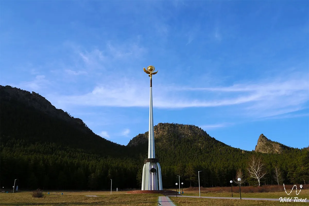 Traditional Kazakh yurt in the steppe